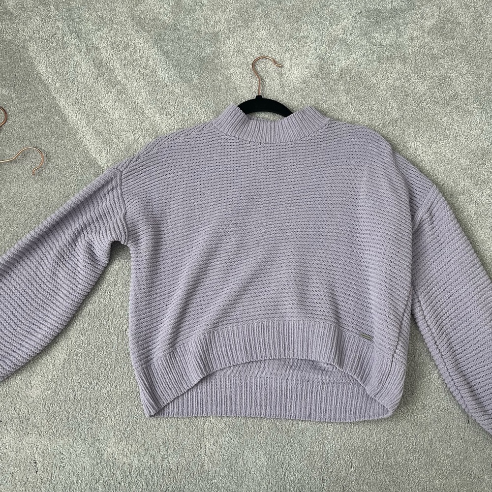 Purple Hollister Cropped Mockneck Sweater